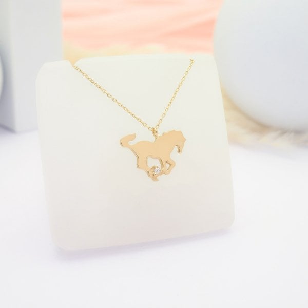 14 Ayar Altın At Uçlu Kolye