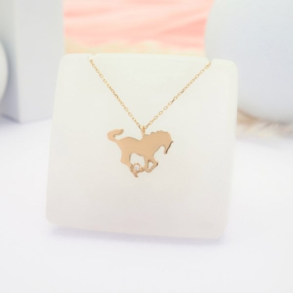 14 Ayar Altın At Uçlu Kolye