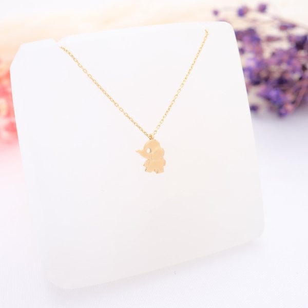 14 Ayar Altın Zarif Fil Kolye