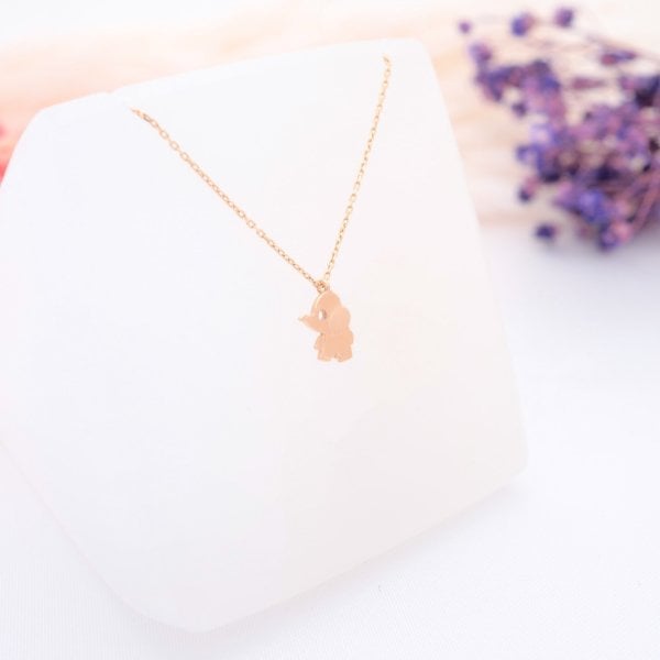 14 Ayar Altın Zarif Fil Kolye