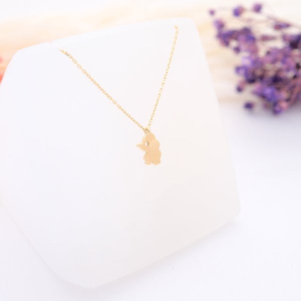 14 Ayar Altın Zarif Fil Kolye