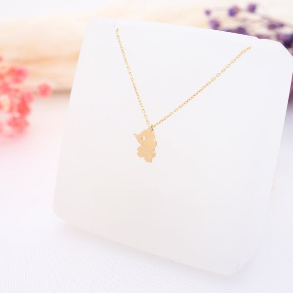 14 Ayar Altın Zarif Fil Kolye