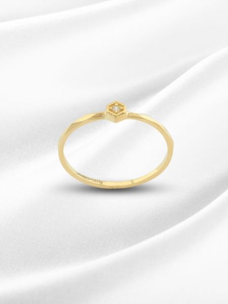 14 Ayar Altın Tektaş Minimal Yüzük