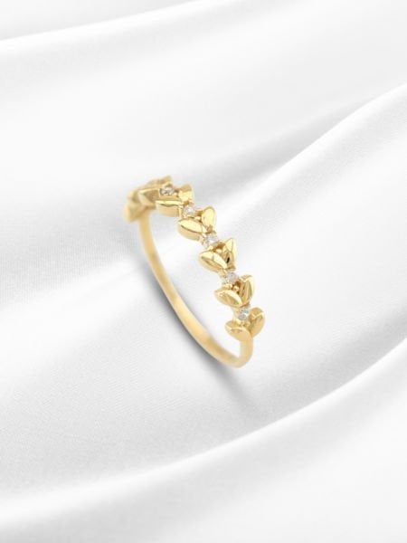 14 Ayar Altın Taşlı Yaprak Figürlü Yüzük