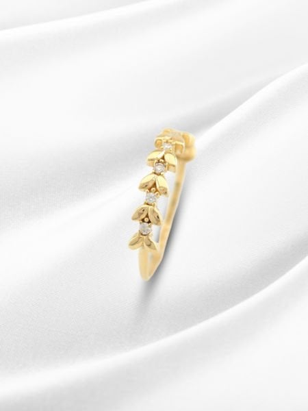 14 Ayar Altın Taşlı Yaprak Figürlü Yüzük