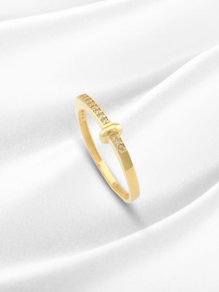 14 Ayar Altın Taşlı Bağ Detaylı Yüzük