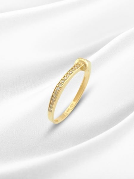 14 Ayar Altın Taşlı Bağ Detaylı Yüzük