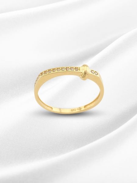 14 Ayar Altın Taşlı Bağ Detaylı Yüzük