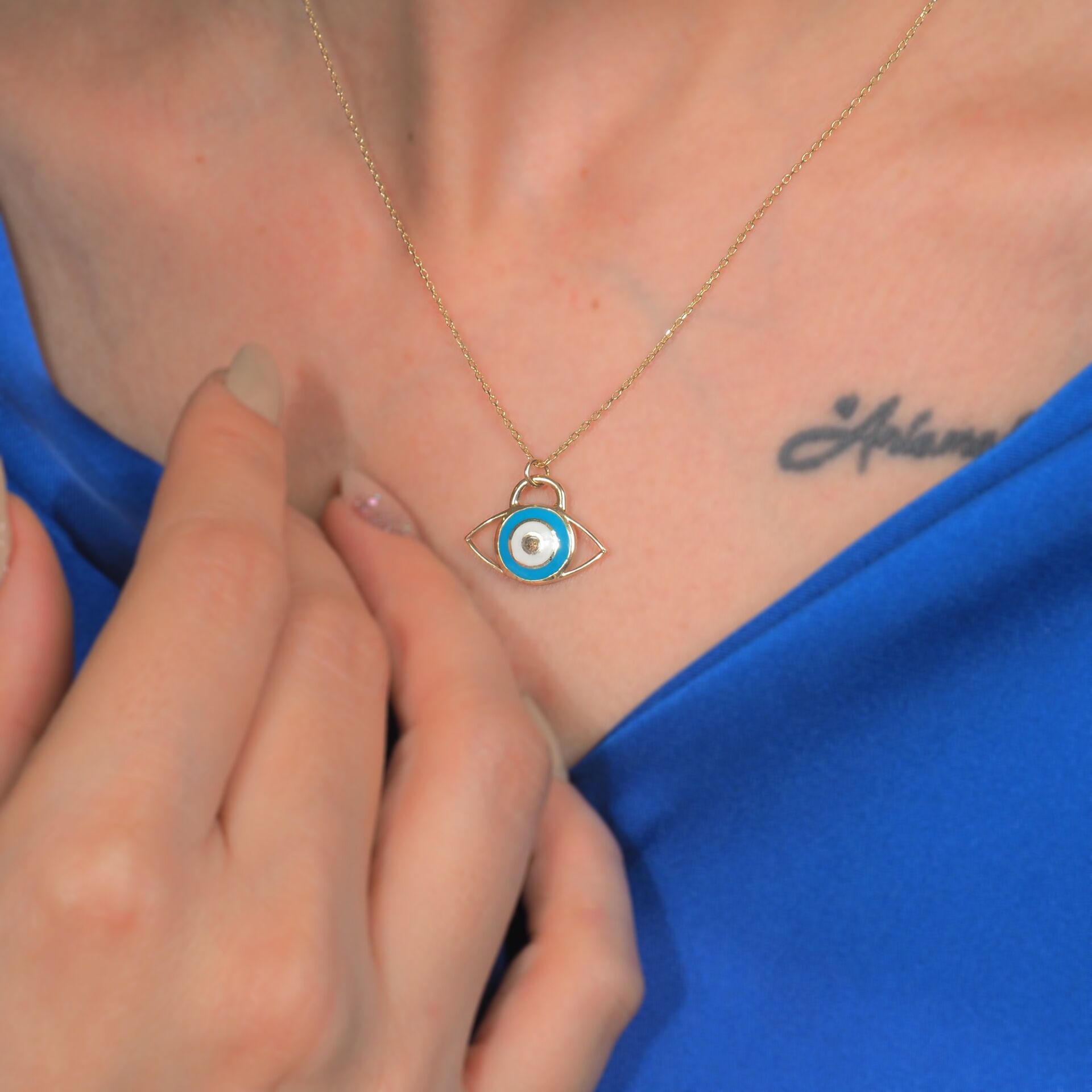 14 Ayar Altın Nazar Göz Kolye