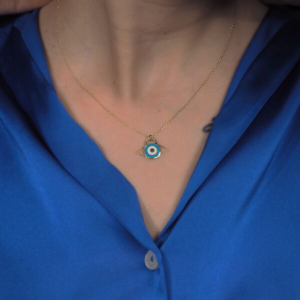 14 Ayar Altın Nazar Göz Kolye