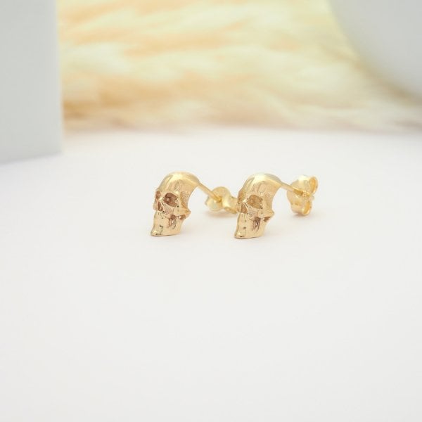 14 Ayar Altın Kuru Kafa Küpe