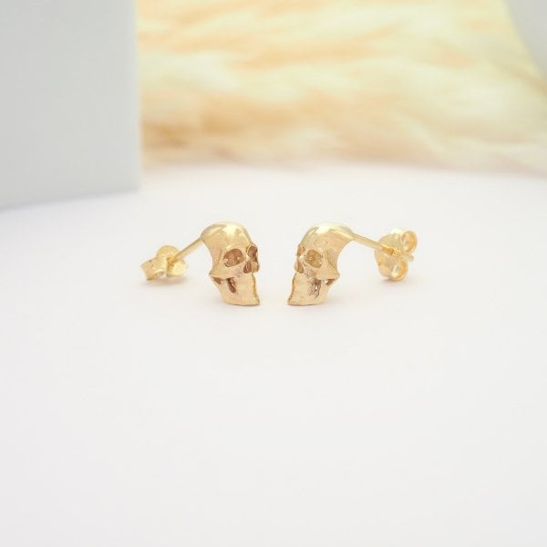 14 Ayar Altın Kuru Kafa Küpe