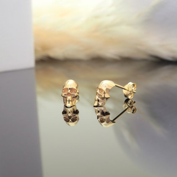 14 Ayar Altın Kuru Kafa Küpe