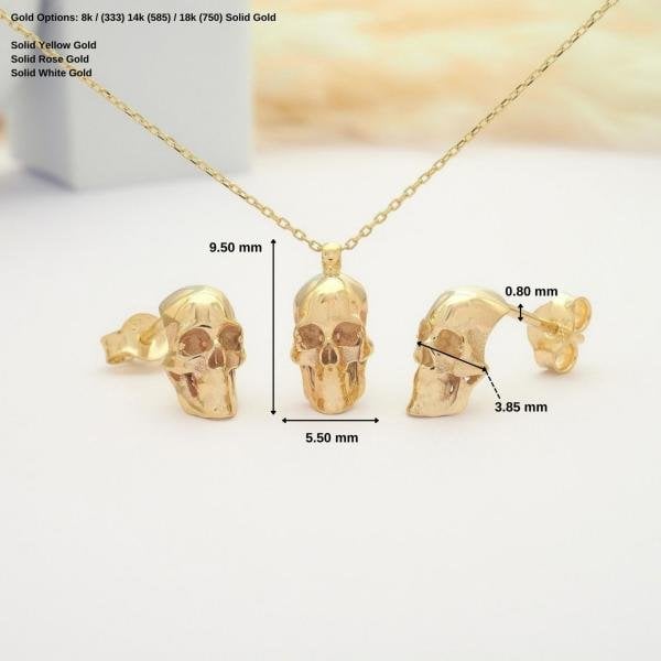 14 Ayar Altın Kuru Kafa Küpe