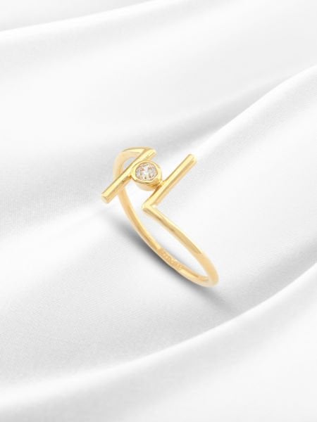 14 Ayar Altın Minimal Tek Taş Yüzük