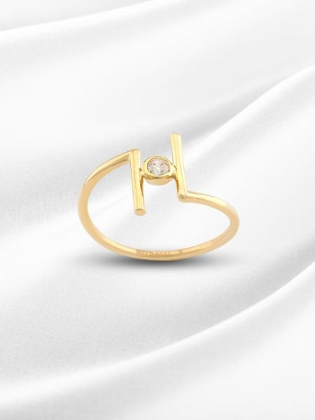 14 Ayar Altın Minimal Tek Taş Yüzük