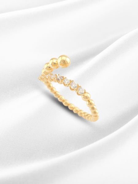 14 Ayar Altın Bilye Detaylı Açık Yüzük