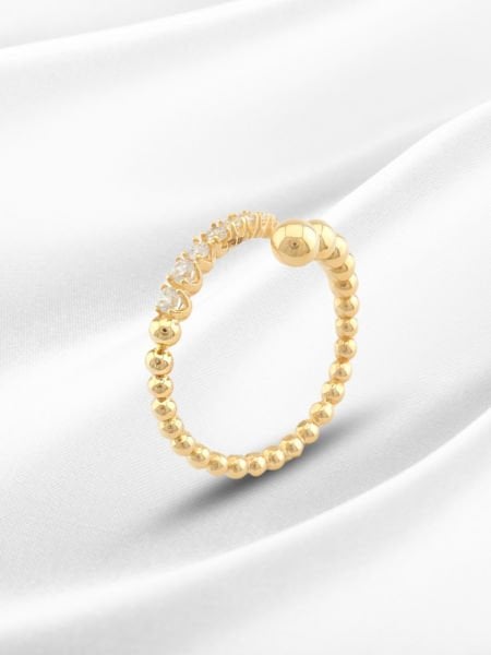 14 Ayar Altın Bilye Detaylı Açık Yüzük