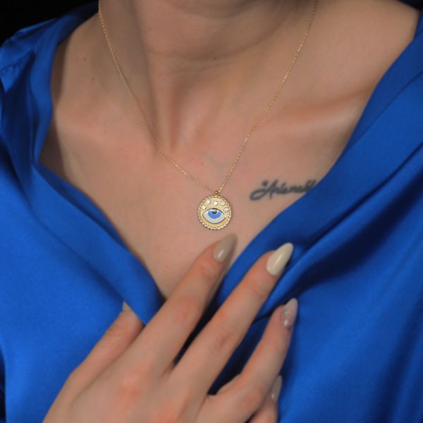 14 Ayar Altın Göz Altın Kolye