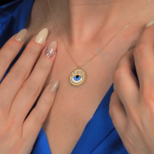 14 Ayar Altın Göz Altın Kolye