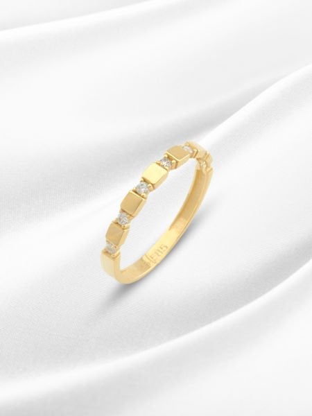 14 Ayar Altın Geometrik Kesim Taşlı Yüzük