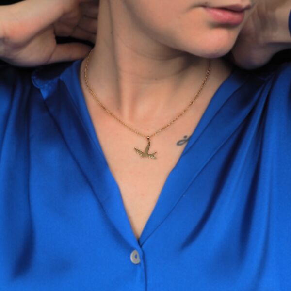 14 Ayar Altın Kuş Kolye