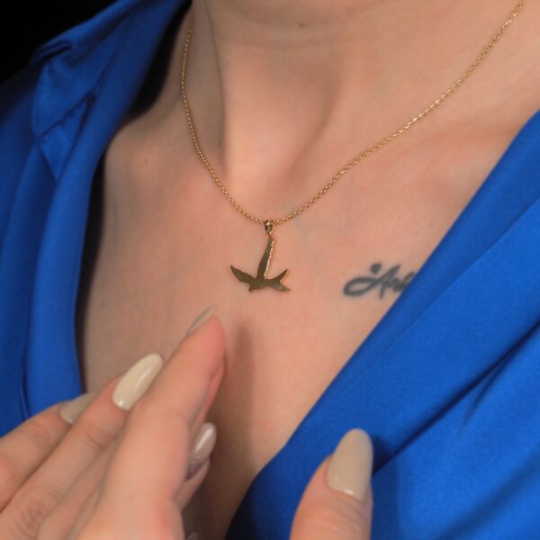 14 Ayar Altın Kuş Kolye