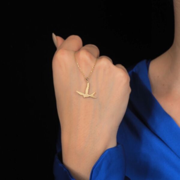 14 Ayar Altın Kuş Kolye